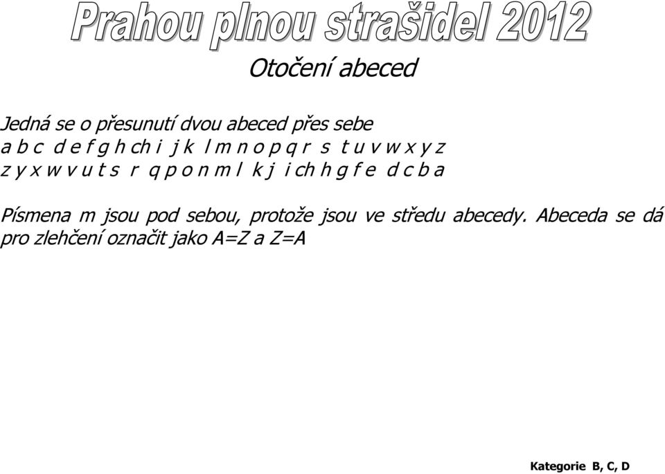 i ch h g f e d c b a Písmena m jsou pod sebou, protože jsou ve středu