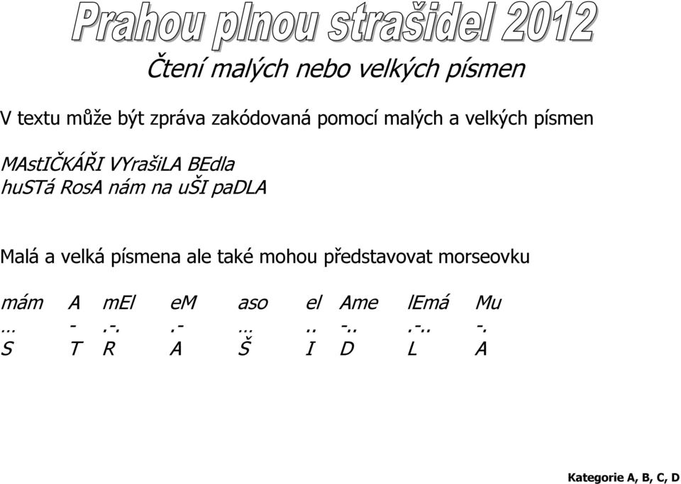 nám na uši padla Malá a velká písmena ale také mohou představovat