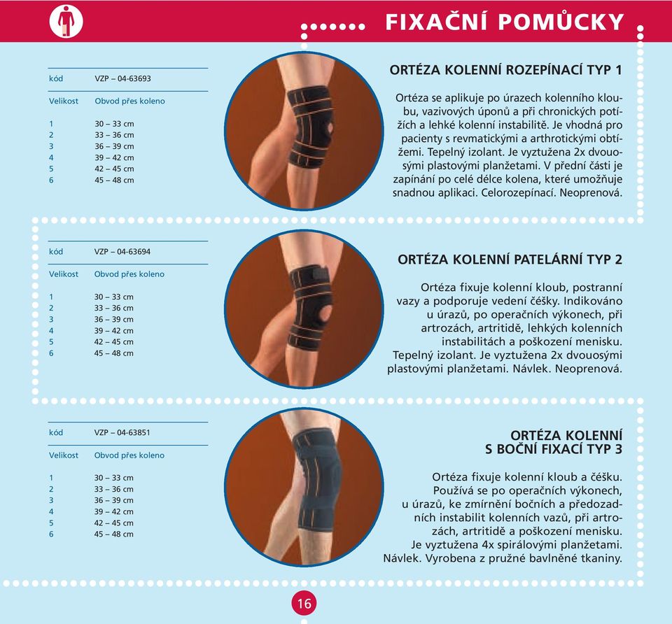 Je vyztužena 2x dvouosými plastovými planžetami. V přední části je zapínání po celé délce kolena, které umožňuje snadnou aplikaci. Celorozepínací. Neoprenová.