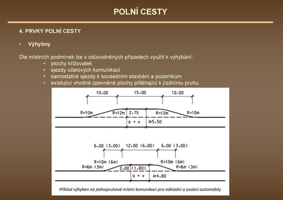 sjezdy účelových komunikací samostatné sjezdy k sousedním