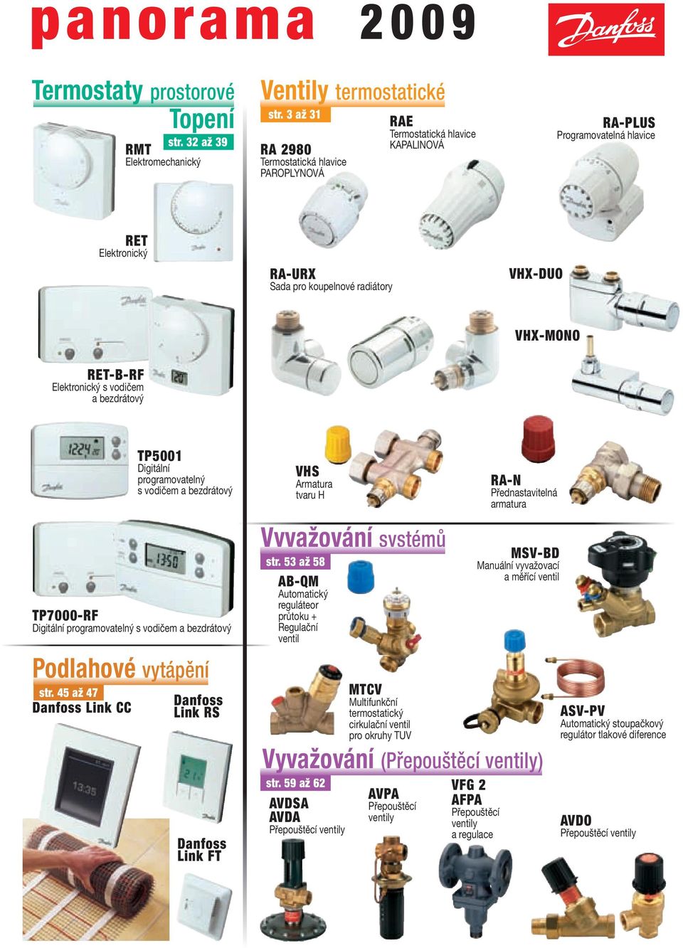 koupelnové radiátory VHX-DUO VHX-MONO RET-B-RF Elektronický s vodičem a bezdrátový TP5001 Digitální programovatelný s vodičem a bezdrátový VHS Armatura tvaru H RA-N Přednastavitelná armatura