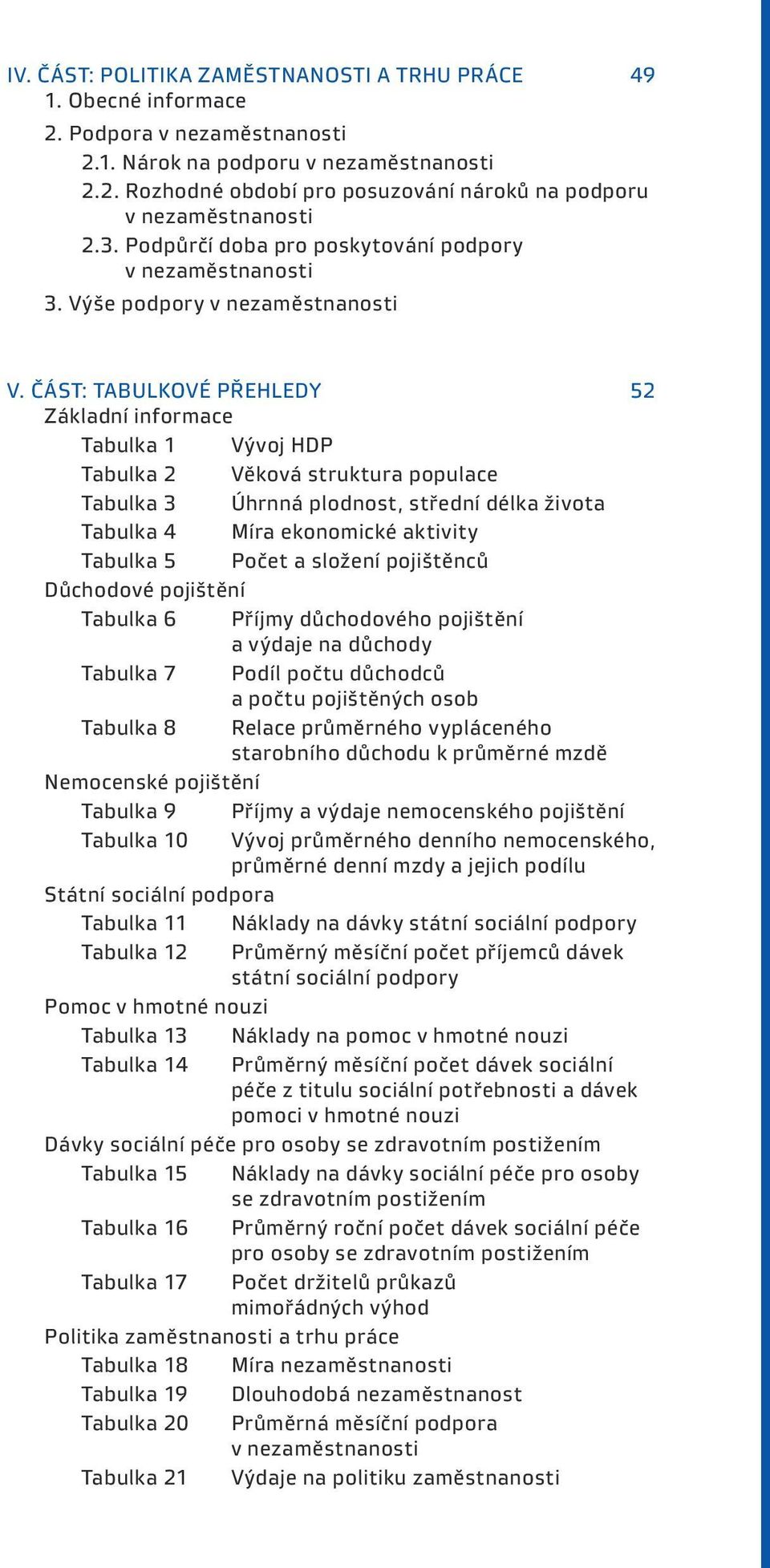 část: TABULKOVÉ PŘEHLEDY 52 Základní informace tabulka 1 Vývoj HDP tabulka 2 Věková struktura populace tabulka 3 Úhrnná plodnost, střední délka života tabulka 4 Míra ekonomické aktivity tabulka 5