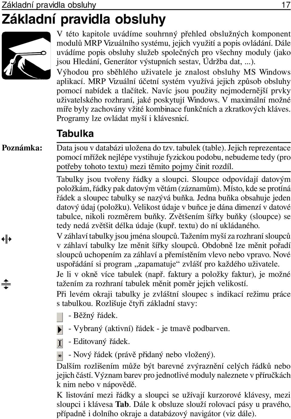 MRP Vizuální účetní systém využívá jejich způsob obsluhy pomocí nabídek a tlačítek. Navíc jsou použity nejmodernější prvky uživatelského rozhraní, jaké poskytují Windows.