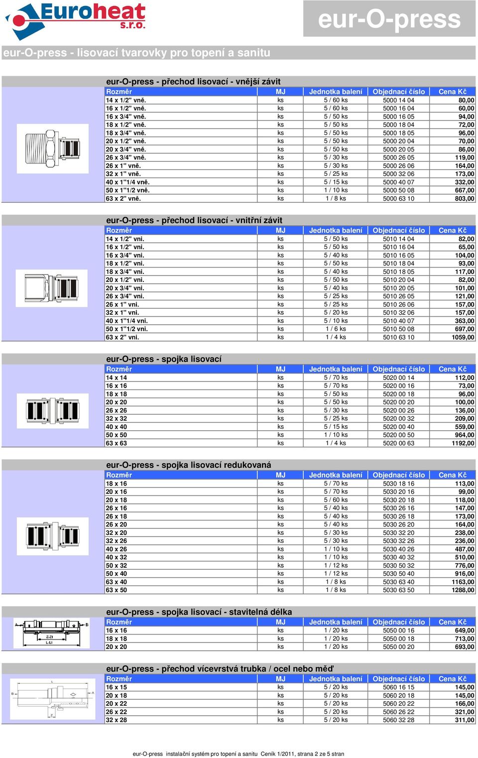 ks 5 / 50 ks 5000 20 04 70,00 20 x 3/4" vně. ks 5 / 50 ks 5000 20 05 86,00 26 x 3/4" vně. ks 5 / 30 ks 5000 26 05 119,00 26 x 1" vně. ks 5 / 30 ks 5000 26 06 164,00 32 x 1" vně.