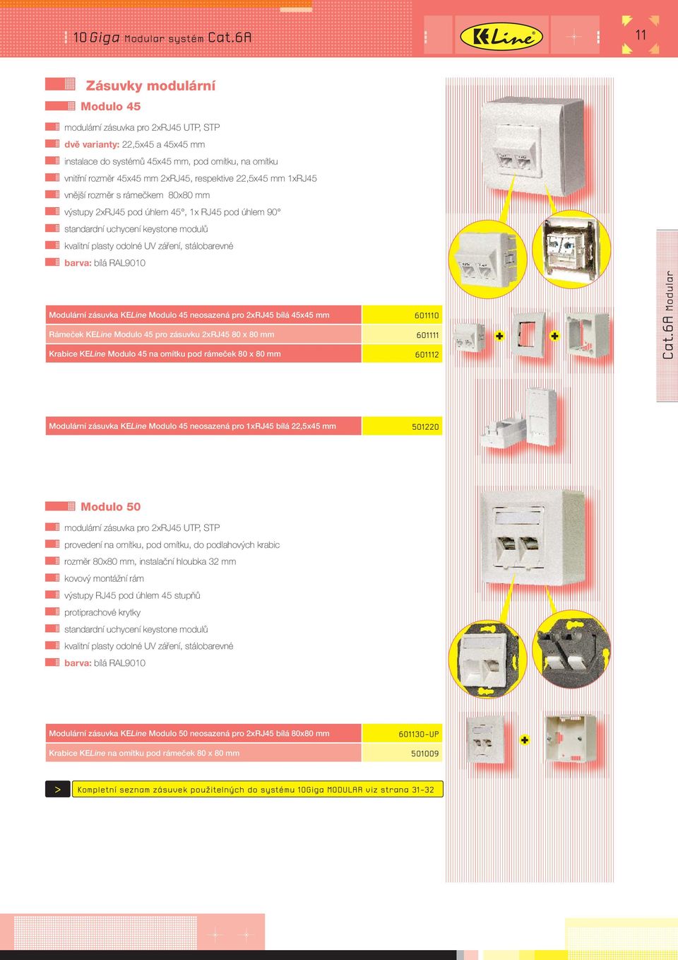 respektive 22,5x45 mm 1xRJ45 vnější rozměr s rámečkem 80x80 mm výstupy 2xRJ45 pod úhlem 45, 1x RJ45 pod úhlem 90 standardní uchycení keystone modulů kvalitní plasty odolné UV záření, stálobarevné