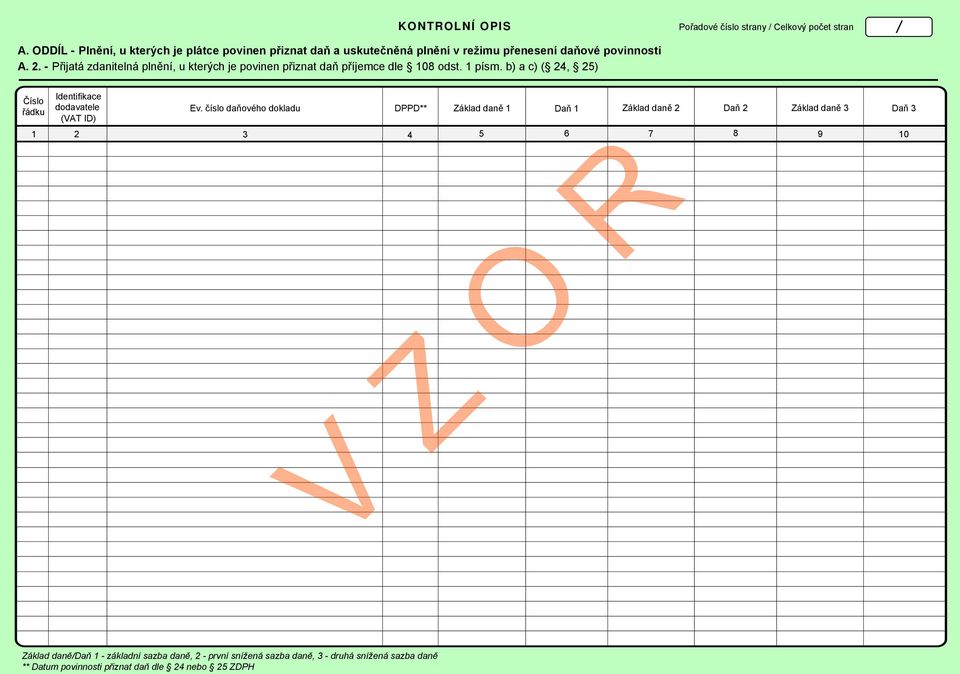 číslo daňového dokladu DPPD** Základ daně Daň Základ daně 2 Daň 2 Základ daně 3 Daň 3 2 3 4 5 6 7 8