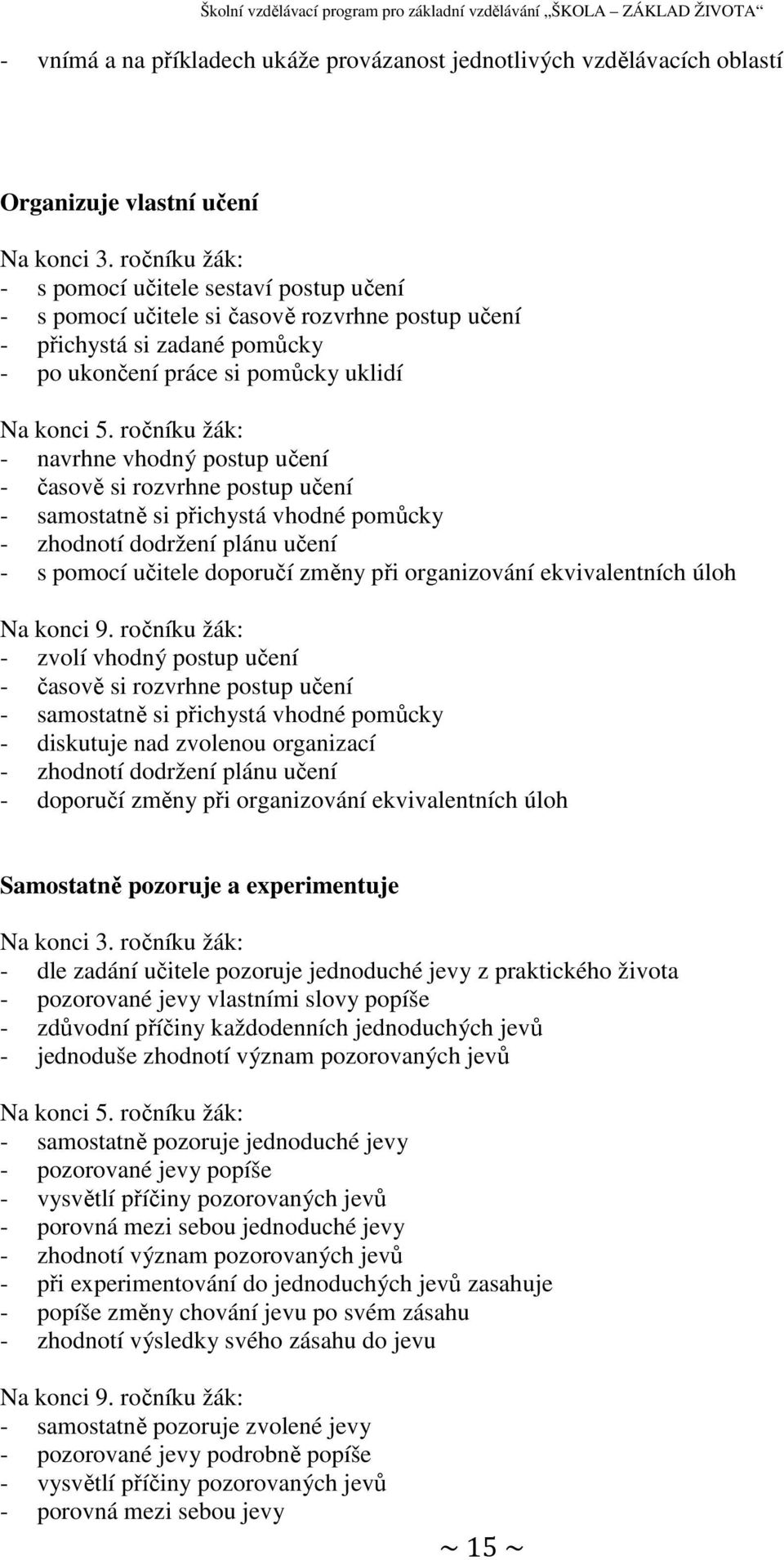 ročníku žák: - navrhne vhodný postup učení - časově si rozvrhne postup učení - samostatně si přichystá vhodné pomůcky - zhodnotí dodržení plánu učení - s pomocí učitele doporučí změny při