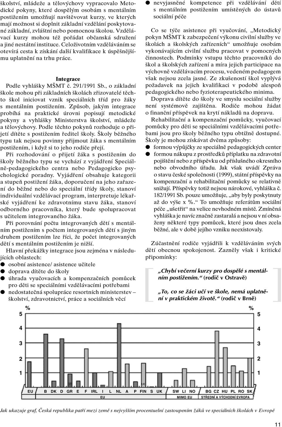 CeloÏivotním vzdûláváním se otevírá cesta k získání dal í kvalifikace k úspû nûj ímu uplatnûní na trhu práce. Integrace Podle vyhlá ky M MT ã. 291/1991 Sb.