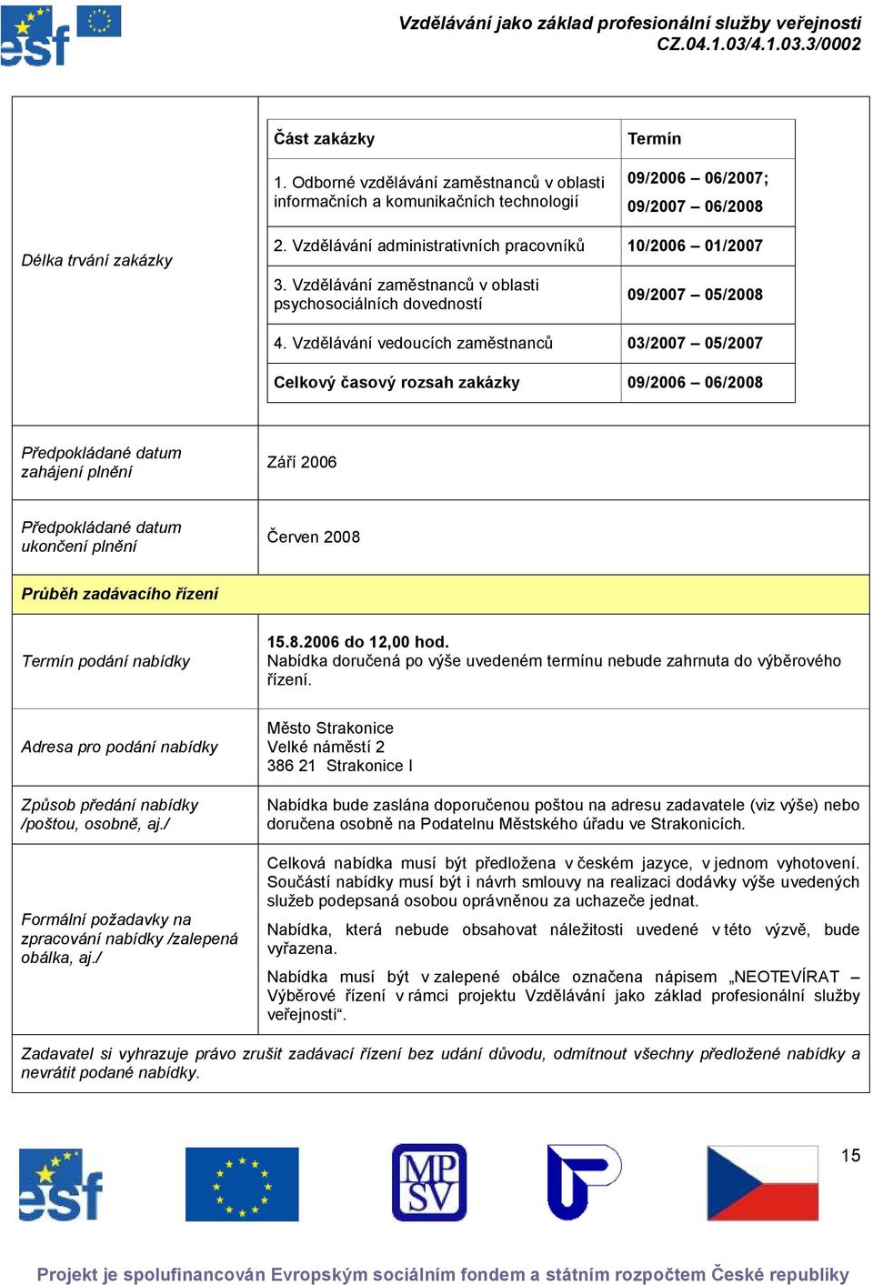 Vzdělávání zaměstnanců v blasti psychsciálních dvednstí 09/2007 05/2008 4.