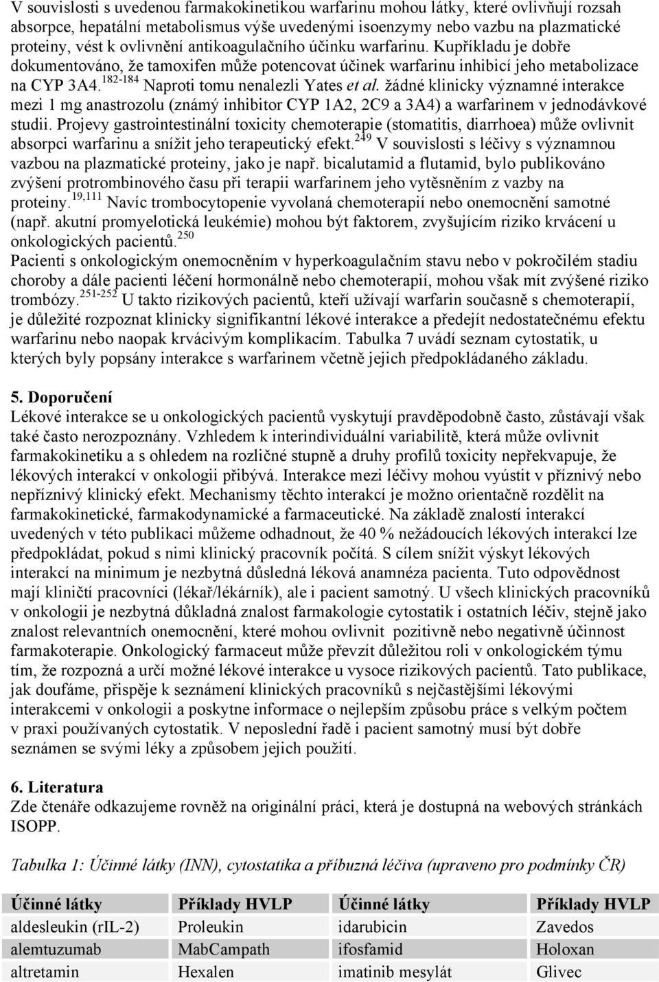 žádné klinicky významné interakce mezi 1 mg anastrozolu (známý inhibitor CYP 1A2, 2C9 a 3A4) a warfarinem v jednodávkové studii.