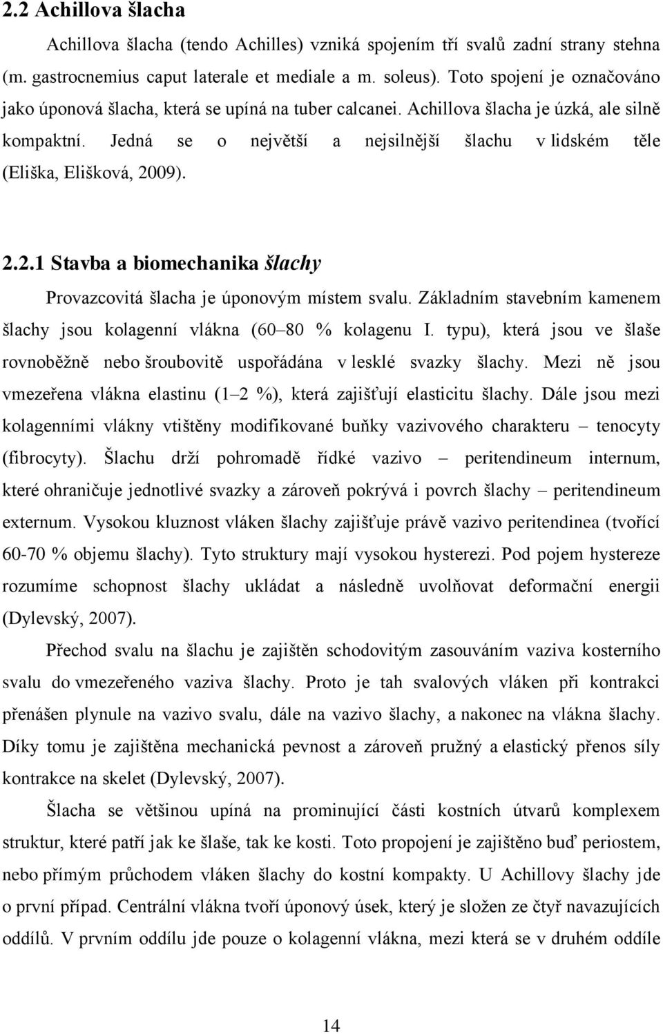 Jedná se o největší a nejsilnější šlachu v lidském těle (Eliška, Elišková, 2009). 2.2.1 Stavba a biomechanika šlachy Provazcovitá šlacha je úponovým místem svalu.