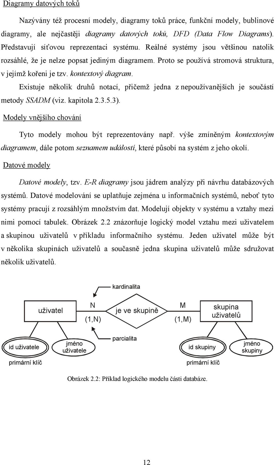 kontextový diagram. Existuje několik druhů notací, přičemž jedna z nepoužívanějších je součástí metody SSADM (viz. kapitola 2.3.5.3). Modely vnějšího chování Tyto modely mohou být reprezentovány např.
