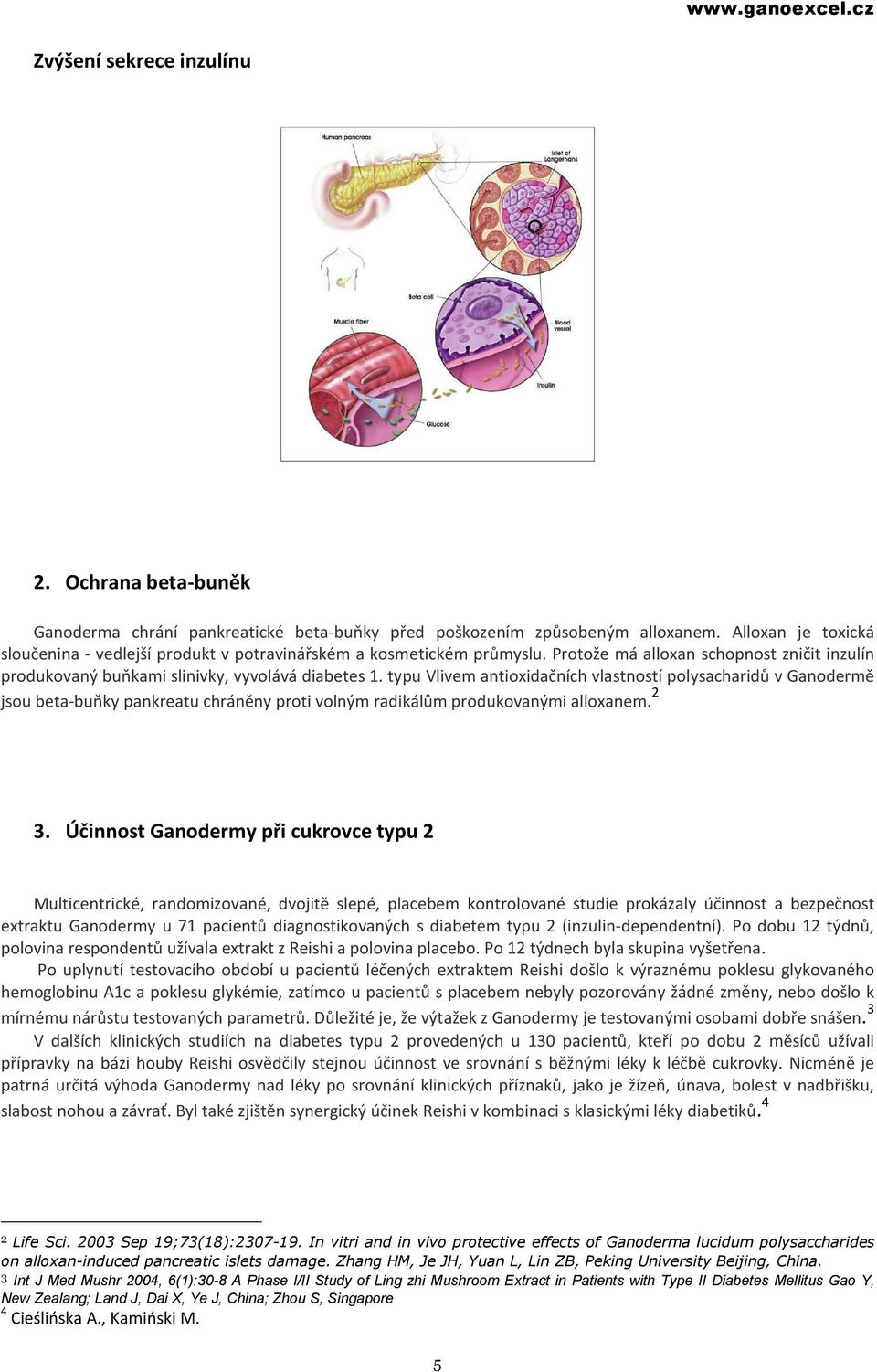 typu Vlivem antioxidačních vlastností polysacharidů v Ganodermě jsou beta-buňky pankreatu chráněny proti volným radikálům produkovanými alloxanem. 2 3.