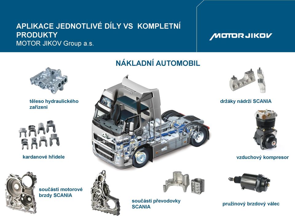 SCANIA kardanové hřídele vzduchový kompresor součásti