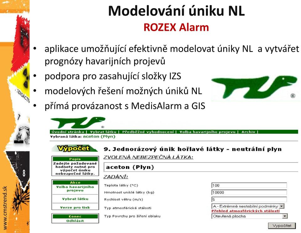 havarijních projevů podpora pro zasahující složky IZS