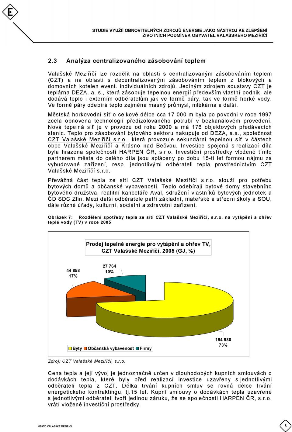 ustavy CZT je teplárna DEZA, a. s., která zásobuje tepelnou energií především vlastní podnik, ale dodává teplo i externím odběratelům jak ve formě páry, tak ve formě horké vody.