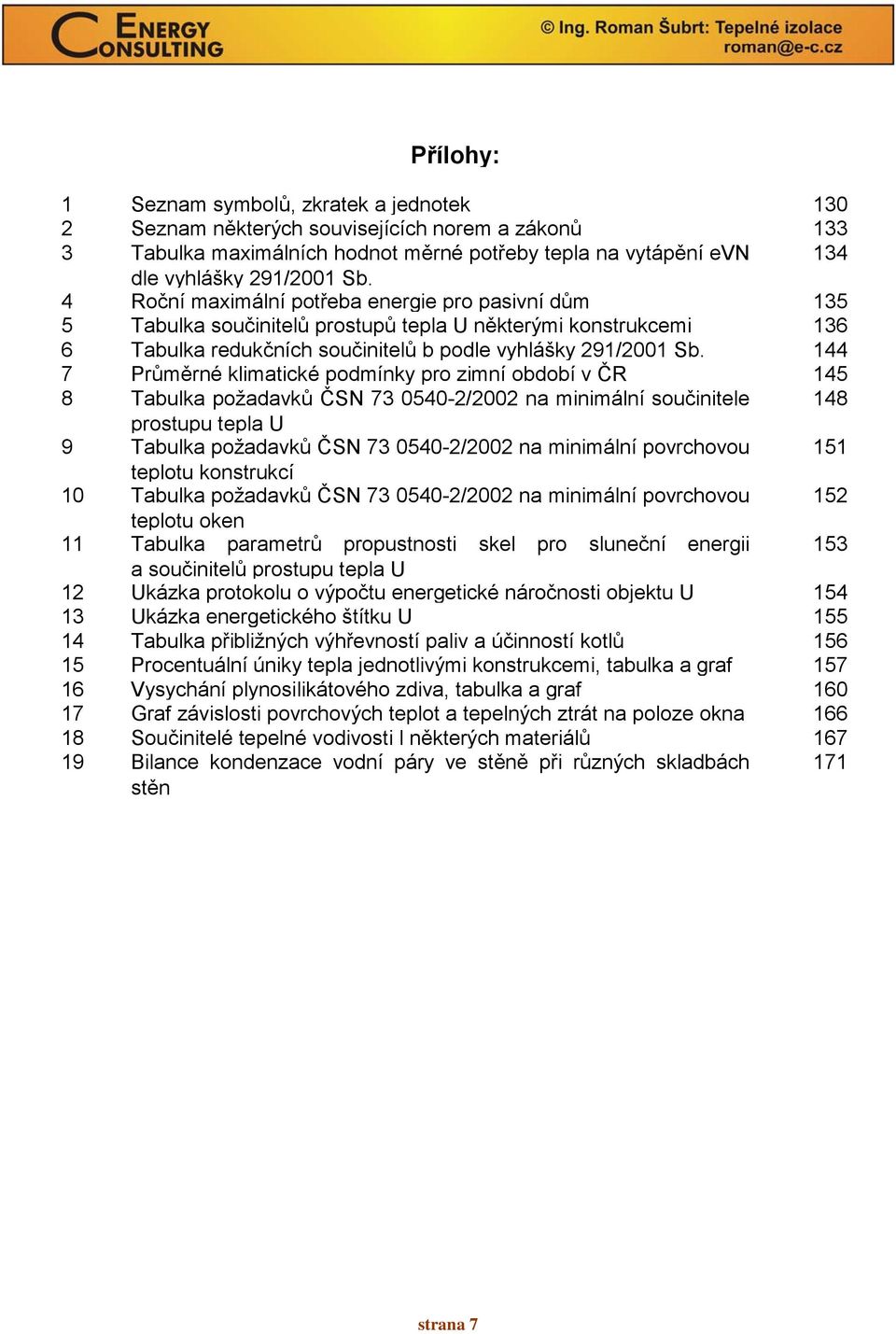 144 7 Průměrné klimatické podmínky pro zimní období v ČR 145 8 Tabulka požadavků ČSN 73 0540-2/2002 na minimální součinitele 148 prostupu tepla U 9 Tabulka požadavků ČSN 73 0540-2/2002 na minimální