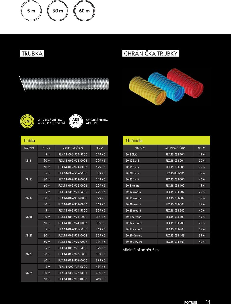 14-002-923-0003 279 Kč 60 m FLX.14-002-923-0006 269 Kč 5 m FLX.14-002-924-5000 329 Kč DN18 30 m FLX.14-002-924-0003 319 Kč 60 m FLX.14-002-924-0006 309 Kč 5 m FLX.14-002-925-5000 369 Kč DN20 30 m FLX.