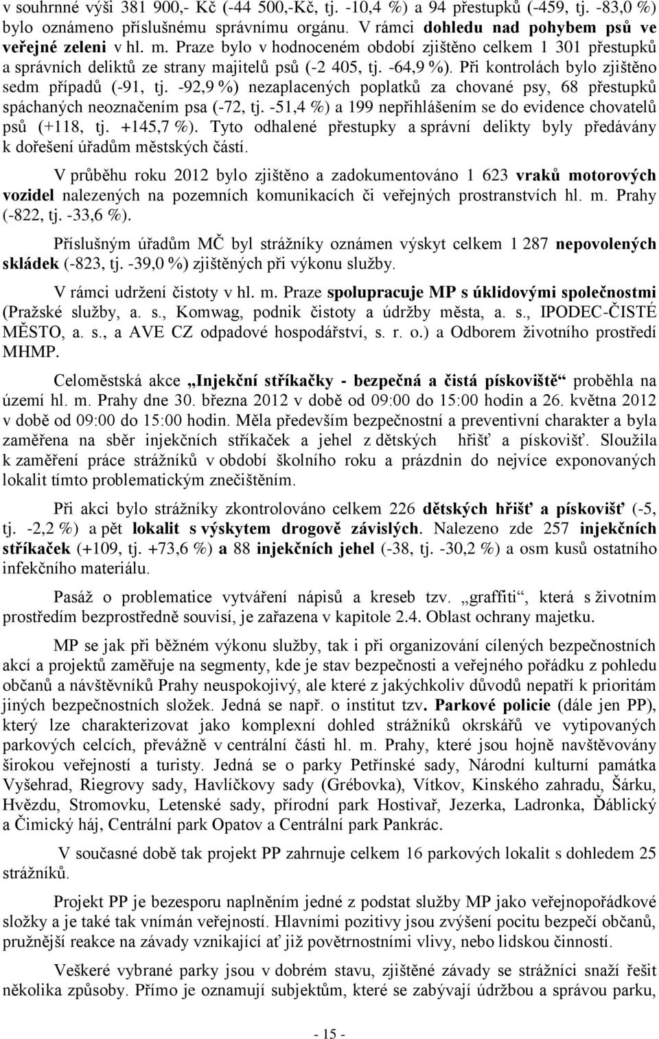 -92,9 %) nezaplacených poplatků za chované psy, 68 přestupků spáchaných neoznačením psa (-72, tj. -51,4 %) a 199 nepřihlášením se do evidence chovatelů psů (+118, tj. +145,7 %).