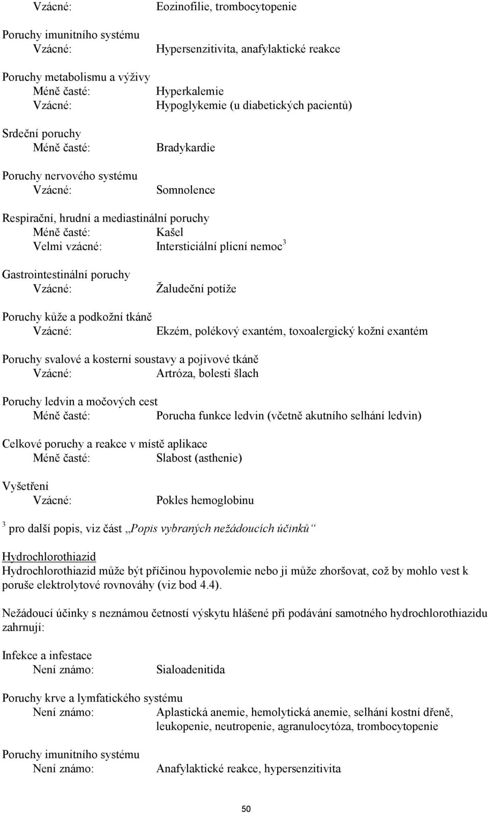 podkožní tkáně Poruchy svalové a kosterní soustavy a pojivové tkáně Artróza, bolesti šlach Ekzém, polékový exantém, toxoalergický kožní exantém Poruchy ledvin a močových cest Porucha funkce ledvin