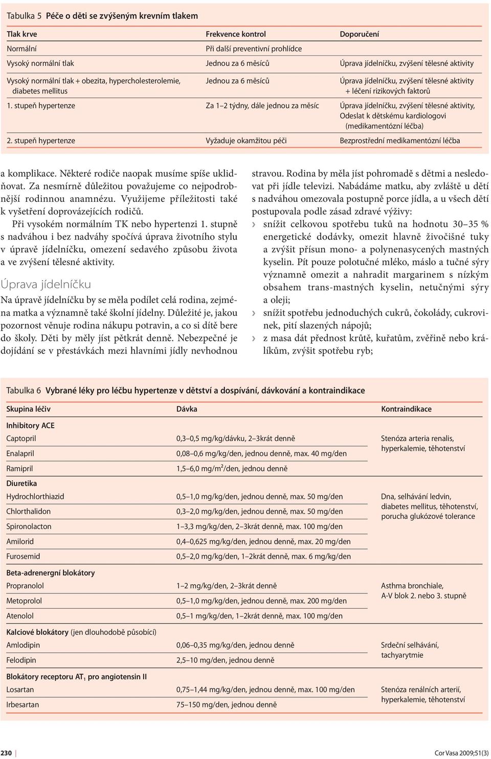 stupeň hypertenze Za 1 2 týdny, dále jednou za měsíc Úprava jídelníčku, zvýšení tělesné aktivity, Odeslat k dětskému kardiologovi (medikamentózní léčba) 2.