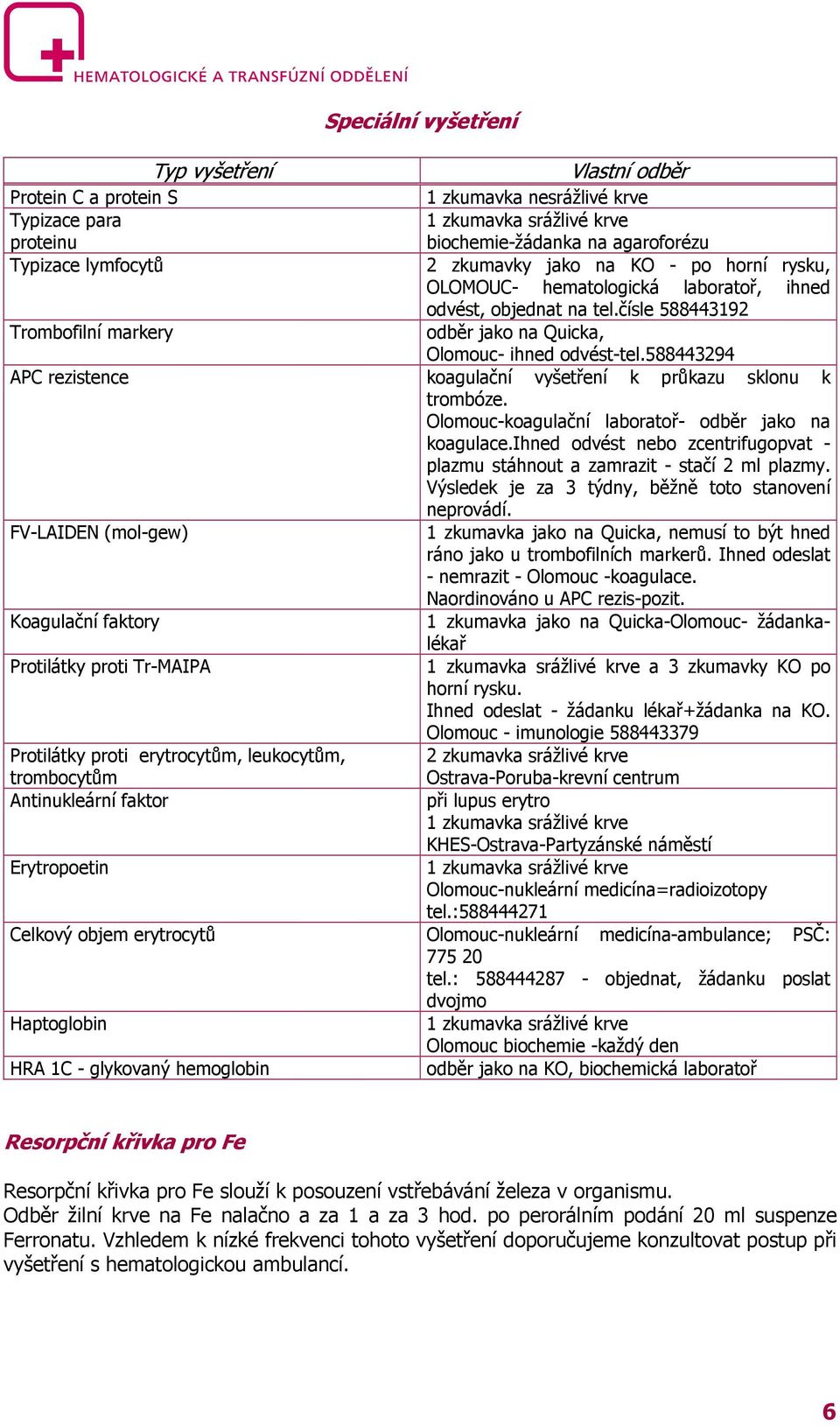 zkumavka srážlivé krve biochemie-žádanka na agaroforézu 2 zkumavky jako na KO - po horní rysku, OLOMOUC- hematologická laboratoř, ihned odvést, objednat na tel.