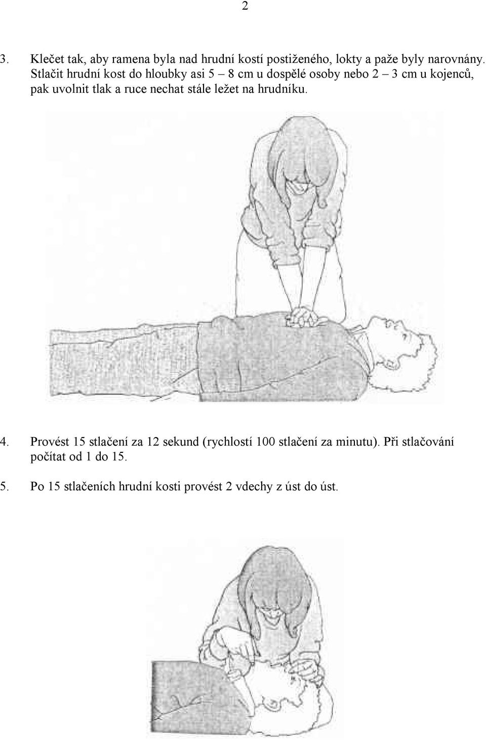 ruce nechat stále ležet na hrudníku. 4.