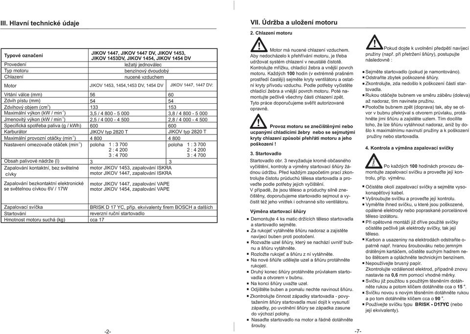 spotřeba paliva (g / kwh) Karburátor Maximální provozní otáčky (min ) Nastavení omezovače otáček (min ) Obsah palivové nádrže (l) Zapalování kontaktní, bez světelné cívky Zapalování bezkontaktní