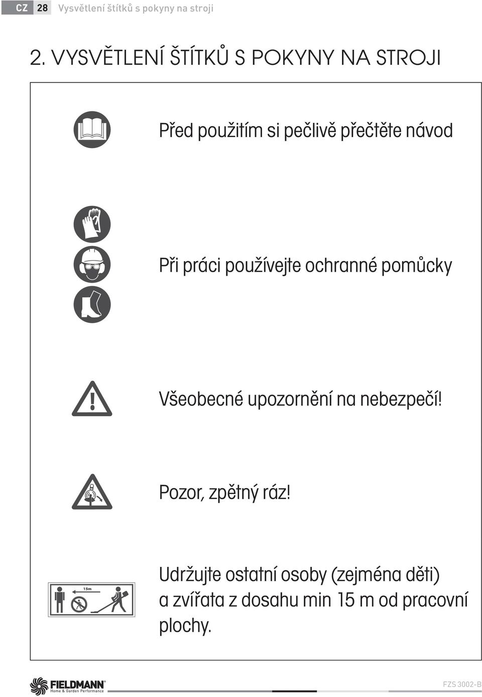 Při práci používejte ochranné pomůcky Všeobecné upozornění na nebezpečí!