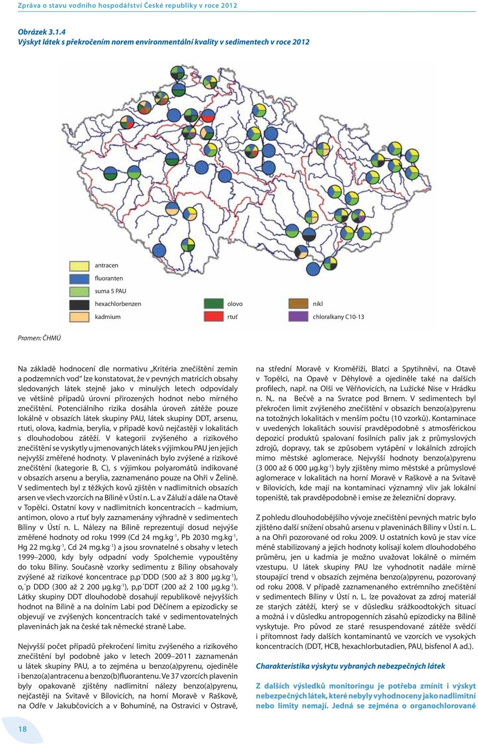 4 Výskyt látek s překročením norem environmentální kvality v sedimentech v roce 2012 antracen fluoranten suma 5 PAU hexachlorbenzen kadmium olovo rtuť nikl chloralkany C10-13 Pramen: ČHMÚ Na základě