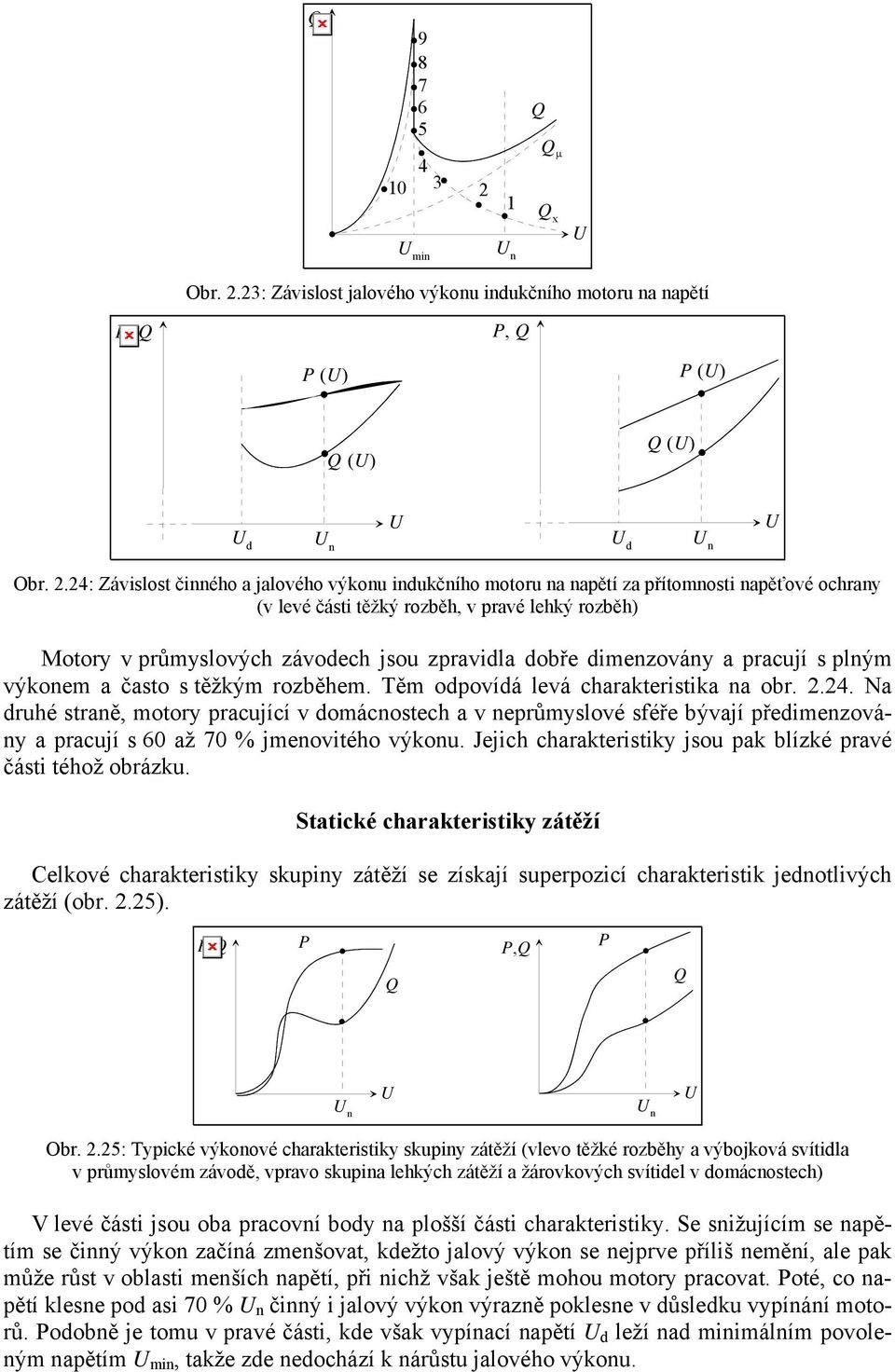 dobře dimenzovány a pracují s plným výkonem a často s těžkým rozběhem. Těm odpovídá levá charakteristika na obr..4.