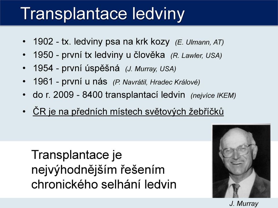 Murray, USA) 1961 - první u nás (P. Navrátil, Hradec Králové) do r.