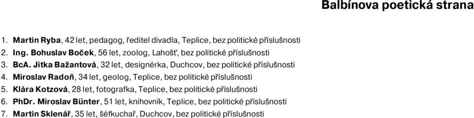 Jitka Bažantová, 32 let, designérka, Duchcov, bez politické 4.