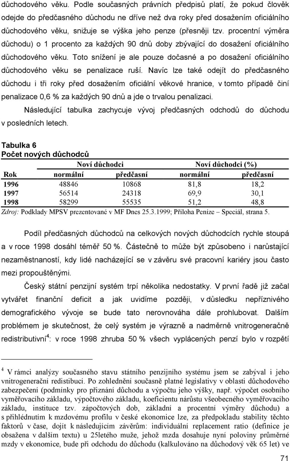 procentní výměra důchodu) o 1 procento za každých 90 dnů doby zbývající do dosažení oficiálního  Toto snížení je ale pouze dočasné a po dosažení oficiálního důchodového věku se penalizace ruší.