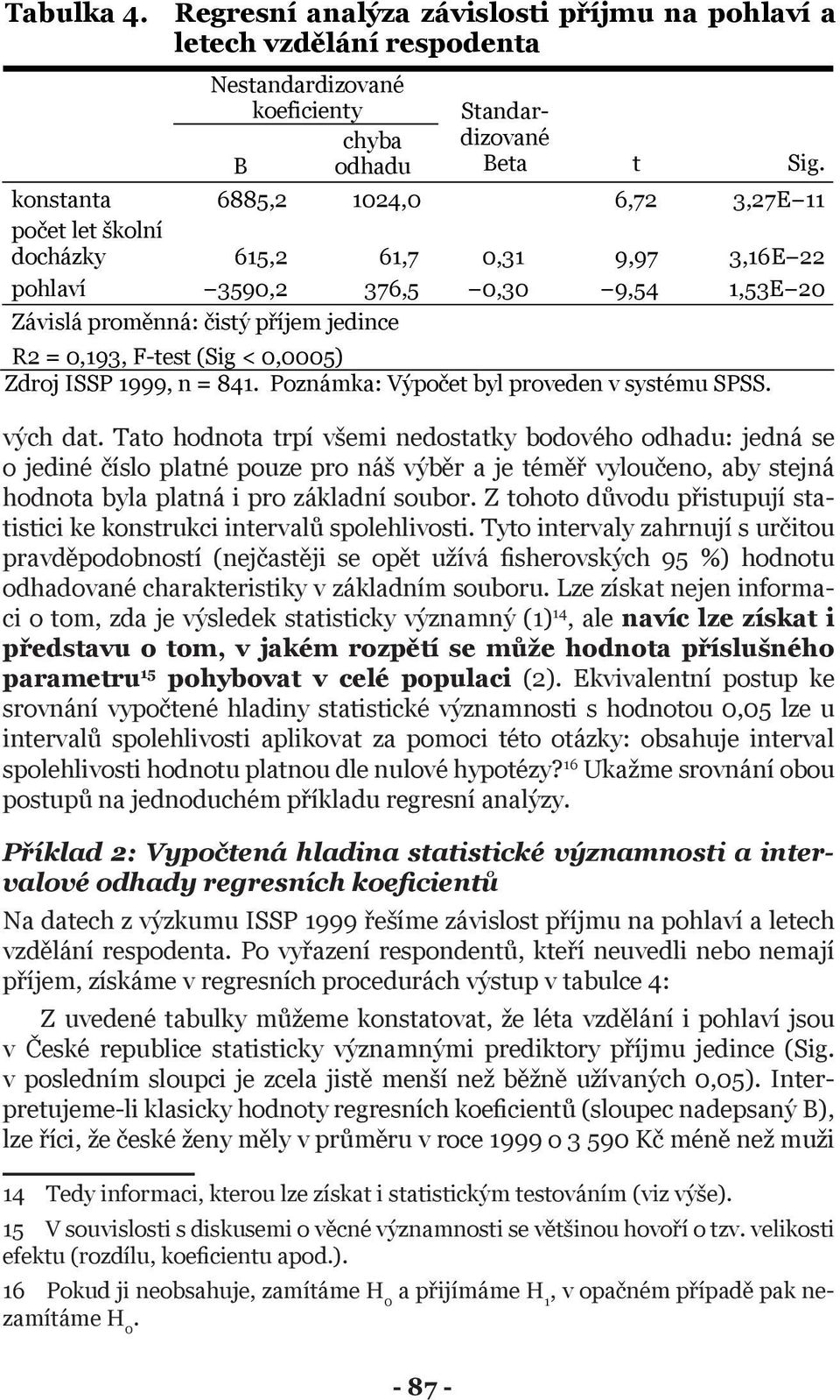 0,0005) Zdroj ISSP 1999, n = 841. Poznámka: Výpočet byl proveden v systému SPSS. vých dat.