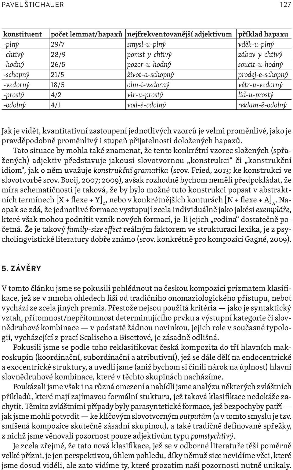 kvantitativní zastoupení jednotlivých vzorců je velmi proměnlivé, jako je pravděpodobně proměnlivý i stupeň přijatelnosti doložených hapaxů.