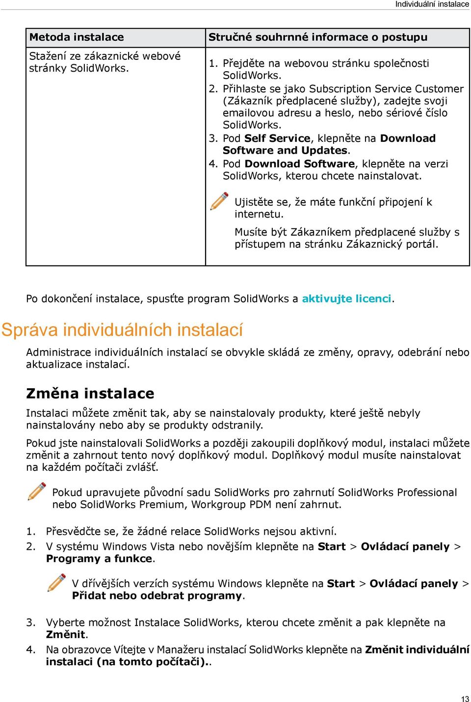 Pod Self Service, klepněte na Download Software and Updates. 4. Pod Download Software, klepněte na verzi SolidWorks, kterou chcete nainstalovat. Ujistěte se, že máte funkční připojení k internetu.