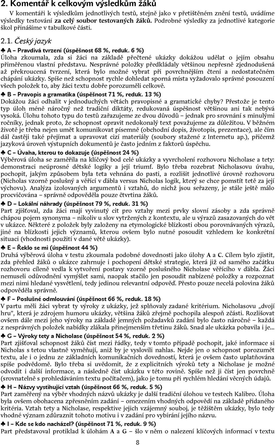 6 %) Úloha zkoumala, zda si žáci na základě přečtené ukázky dokážou udělat o jejím obsahu přiměřenou vlastní představu.