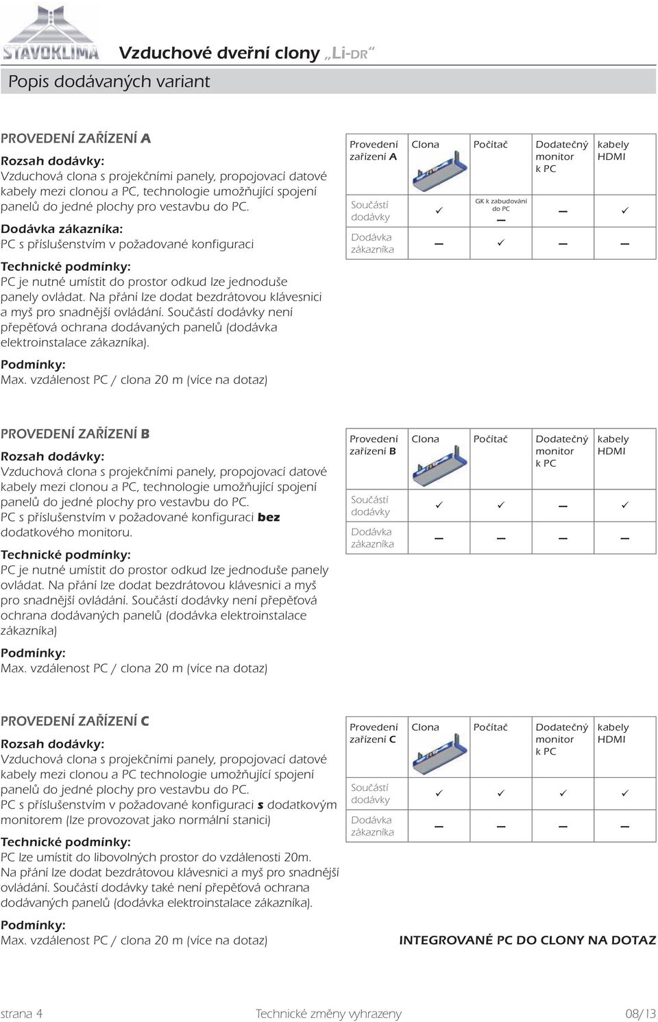 Dodávka zákazníka: PC s příslušenstvím v požadované konfiguraci Technické podmínky: PC je nutné umístit do prostor odkud lze jednoduše panely ovládat.