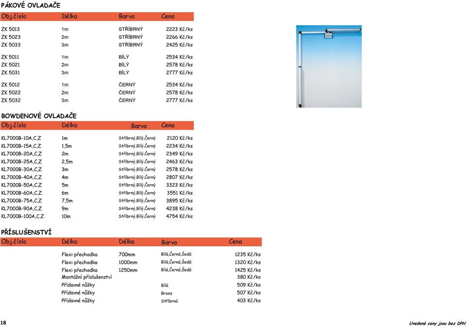 5012 1m ČERNÝ 2534 Kč/ks ZK 5022 2m ČERNÝ 2578 Kč/ks ZK 5032 3m ČERNÝ 2777 Kč/ks BOWDENOVÉ OVLADAČE Obj.