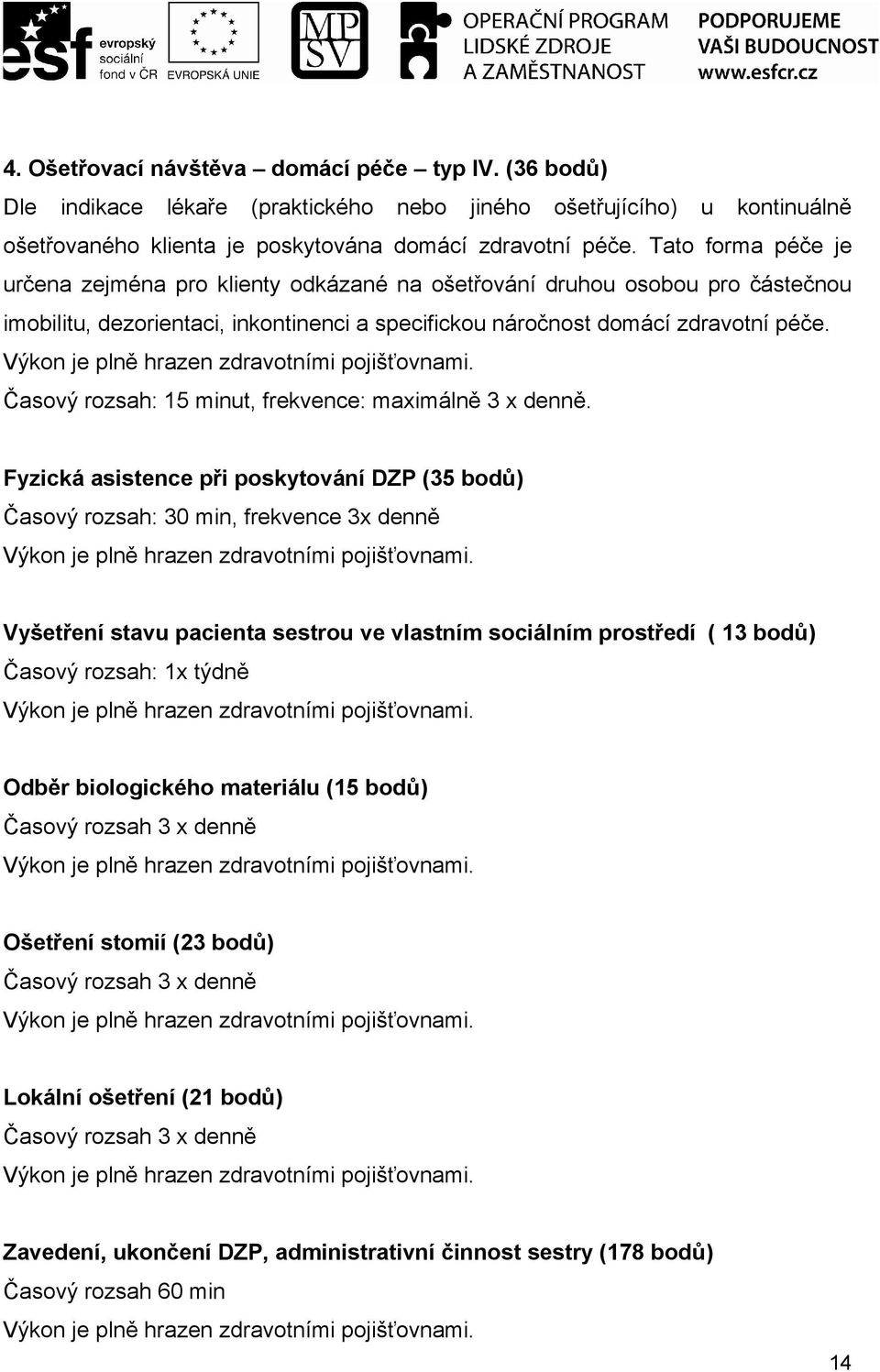 Výkon je plně hrazen zdravotními pojišťovnami. Časový rozsah: 15 minut, frekvence: maximálně 3 x denně.