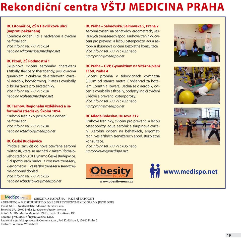 net RC Plzeň, ZŠ Podmostní 1 Skupinová cvičení aerobního charakteru s fitbally, flexibary, therabandy, posilovacími gumičkami a činkami, dále zdravotní cvičení, aerobik, bodyforming, Pilates s