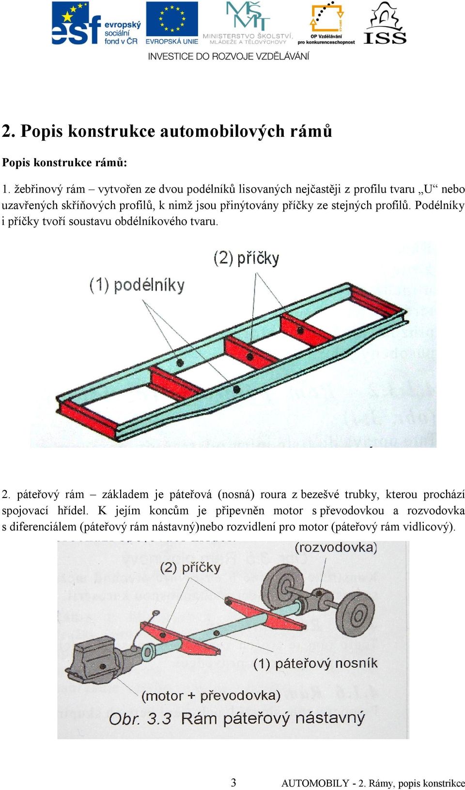 příčky ze stejných profilů. Podélníky i příčky tvoří soustavu obdélníkového tvaru. 2.