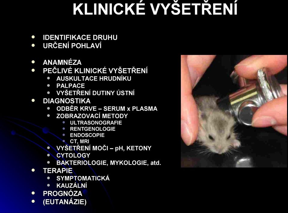 ZOBRAZOVACÍ METODY VYŠETŘENÍ MOČI ph, KETONY CYTOLOGY BAKTERIOLOGIE, MYKOLOGIE, atd.