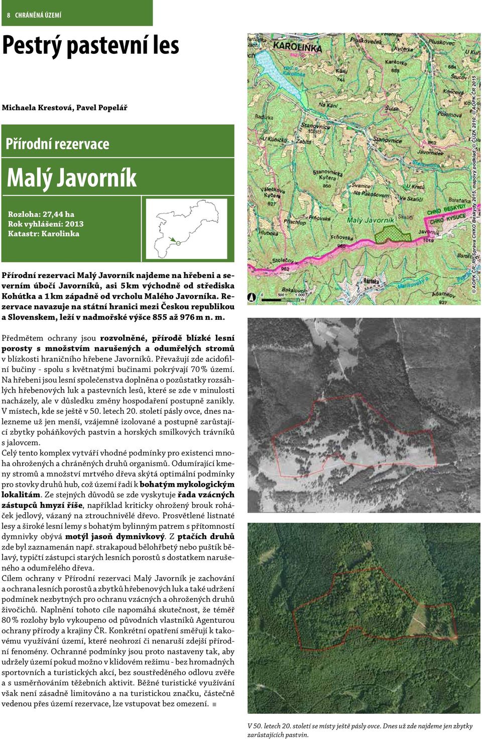 Rezervace navazuje na státní hranici mezi Českou republikou a Slovenskem, leží v nadmořské výšce 855 až 976 m n. m. Předmětem ochrany jsou rozvolněné, přírodě blízké lesní porosty s množstvím narušených a odumřelých stromů v blízkosti hraničního hřebene Javorníků.