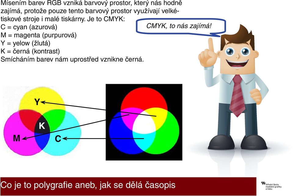 Je to CMYK: C = cyan (azurová) CMYK, to nás zajímá!