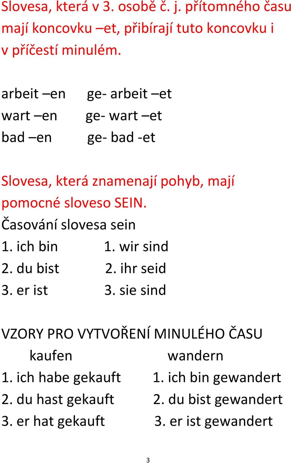 Časování slovesa sein 1. ich bin 1. wir sind 2. du bist 2. ihr seid 3. er ist 3.