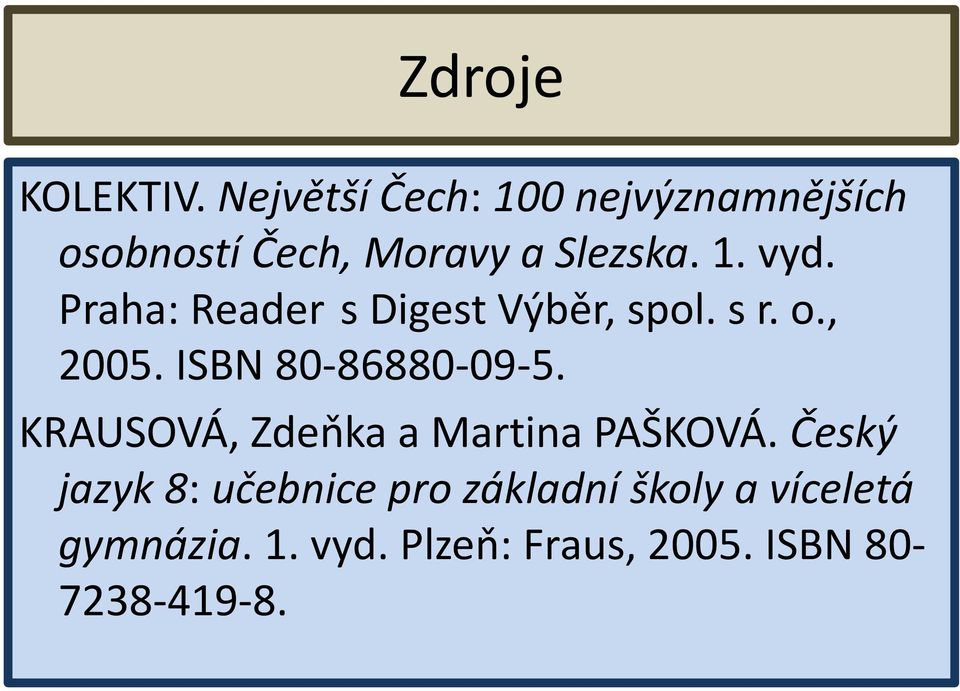 Praha: Reader s Digest Výběr, spol. s r. o., 2005. ISBN 80-86880-09-5.