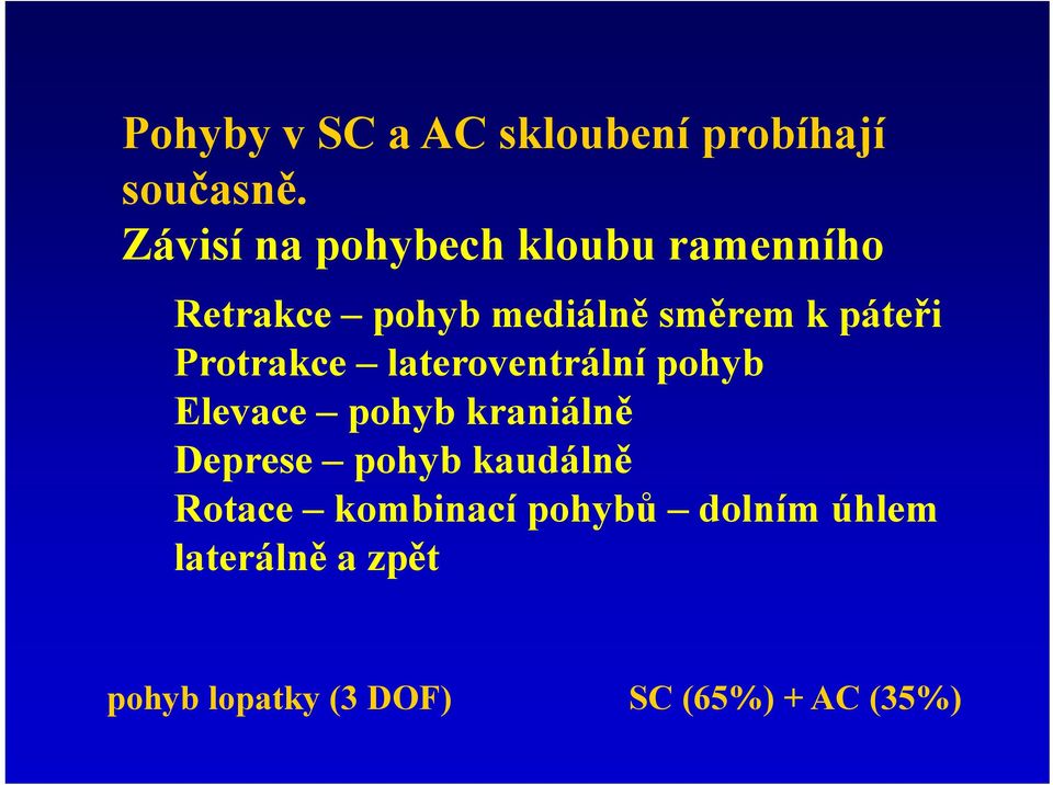 páteři Protrakce lateroventrální pohyb Elevace pohyb kraniálně Deprese