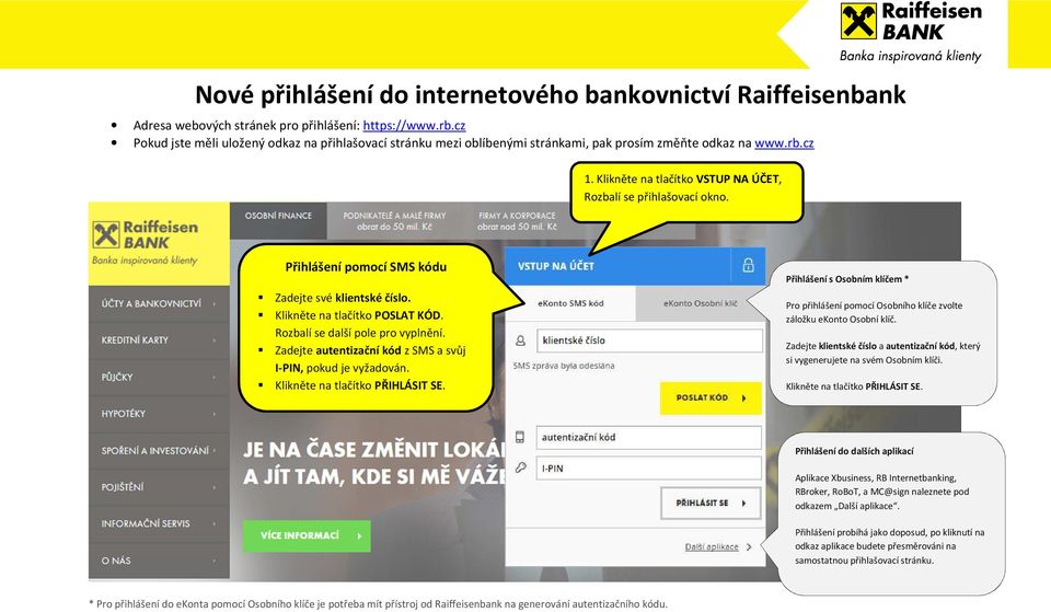 Nové přihlášení do internetového bankovnictví Raiffeisenbank - PDF Stažení  zdarma